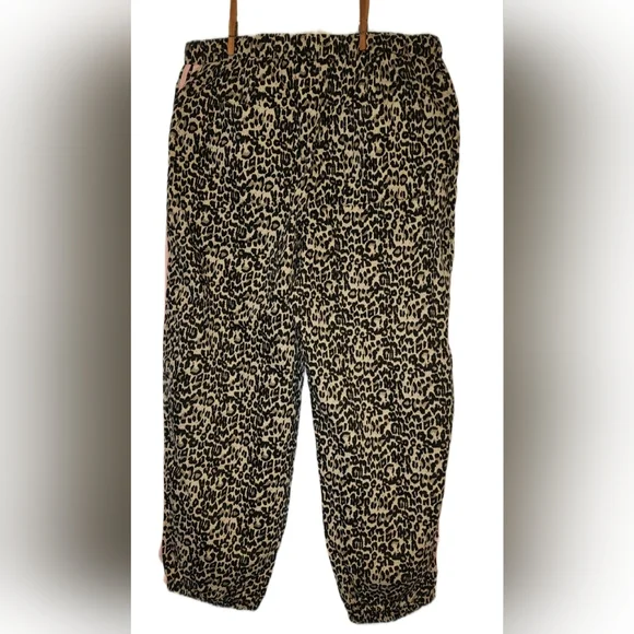 Bibi Leopard Print Jogger Pants with Pink Stripes. Size XL. - Picture 3 of 7
